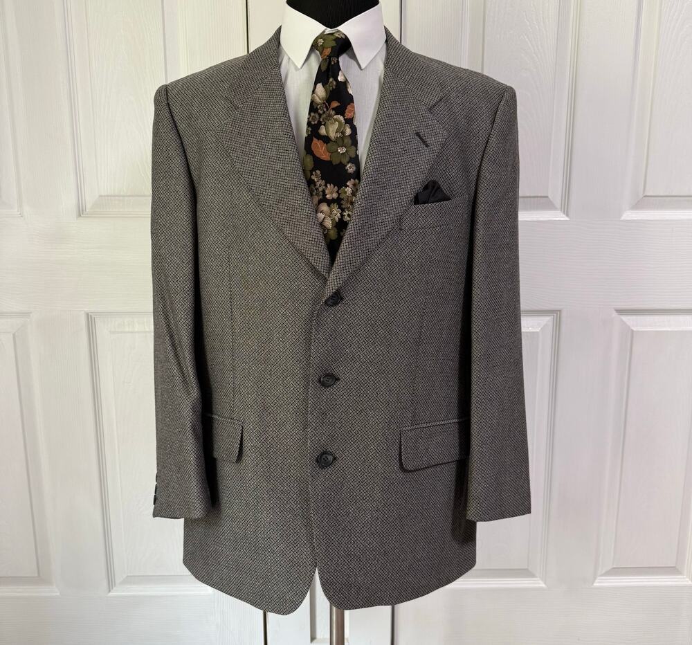Yves Saint Laurent Men's Chevron 100%Wool Sportscoat Blazer Jacket Size 43R